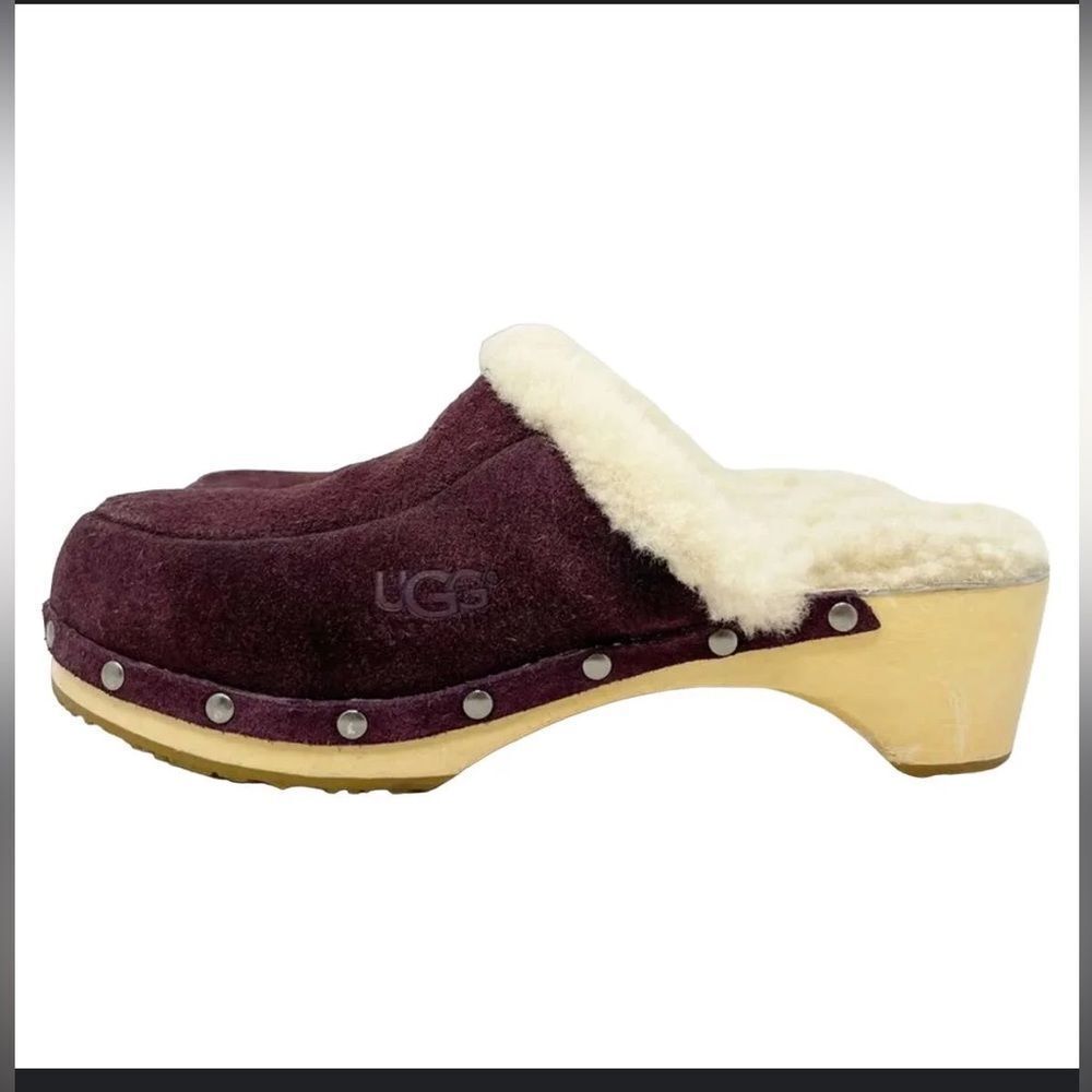 UGG Purple Suede Shearling Lined Clogs